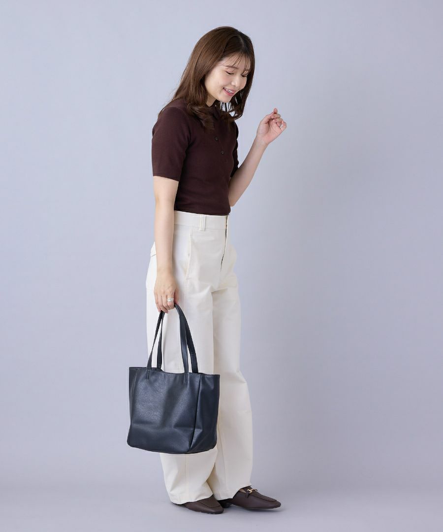 Legato Largo トートバッグ 多収納 A5 スモーキーシボフェイクレザー LU-H0905