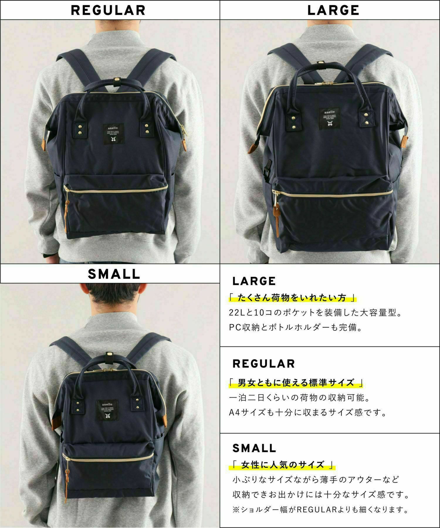 anello リュック バックパック 口金 撥水 多収納 PC収納 ﾘﾌﾟﾘｰﾌﾞ A4 CROSS BOTTLE ATB2521R