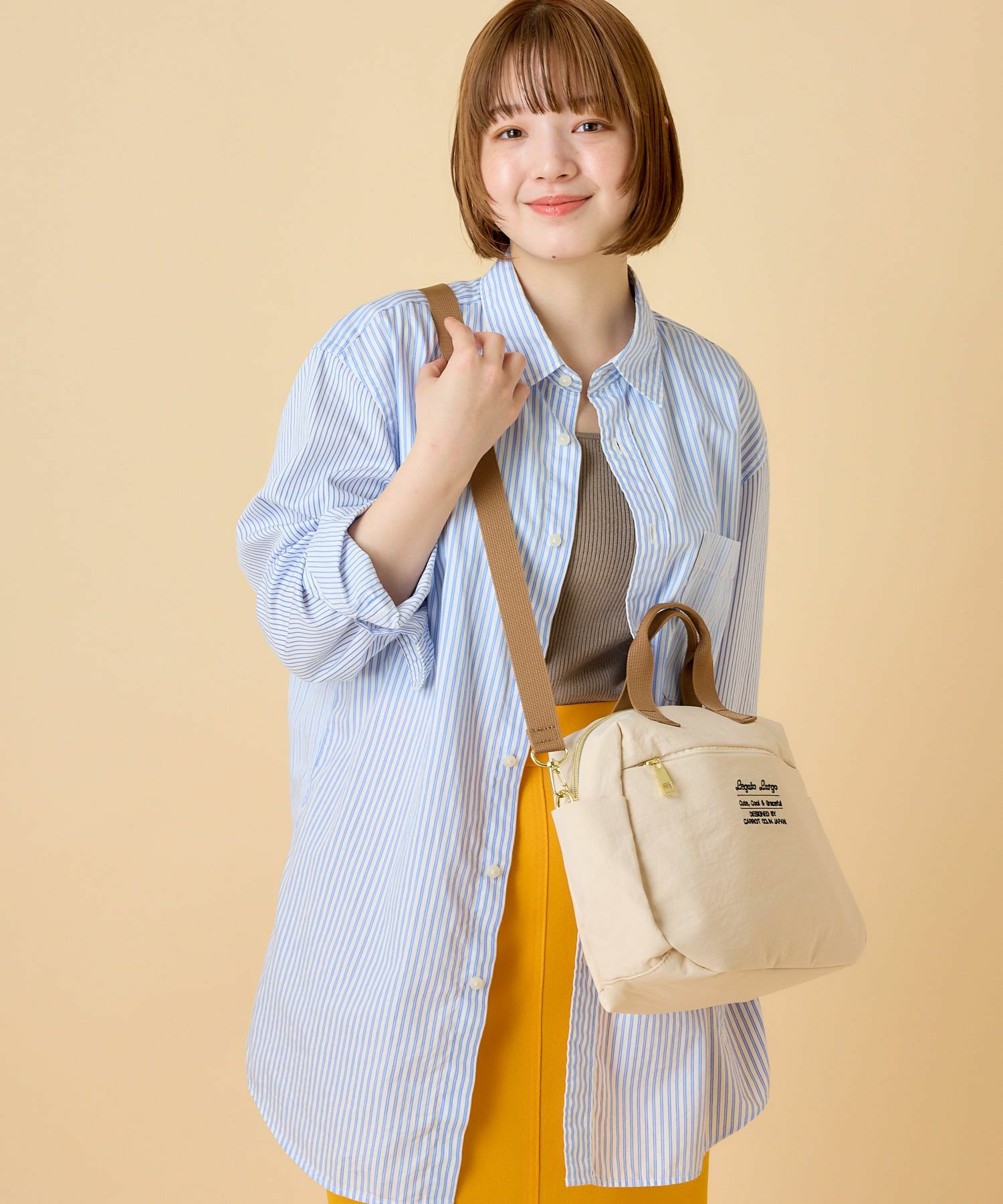 LADIN 黄色 トートバッグ 付属ポーチ付き LADIN 黄色 トートバッグ 付属ポーチ付き LADIN 黄色 トートバッグ