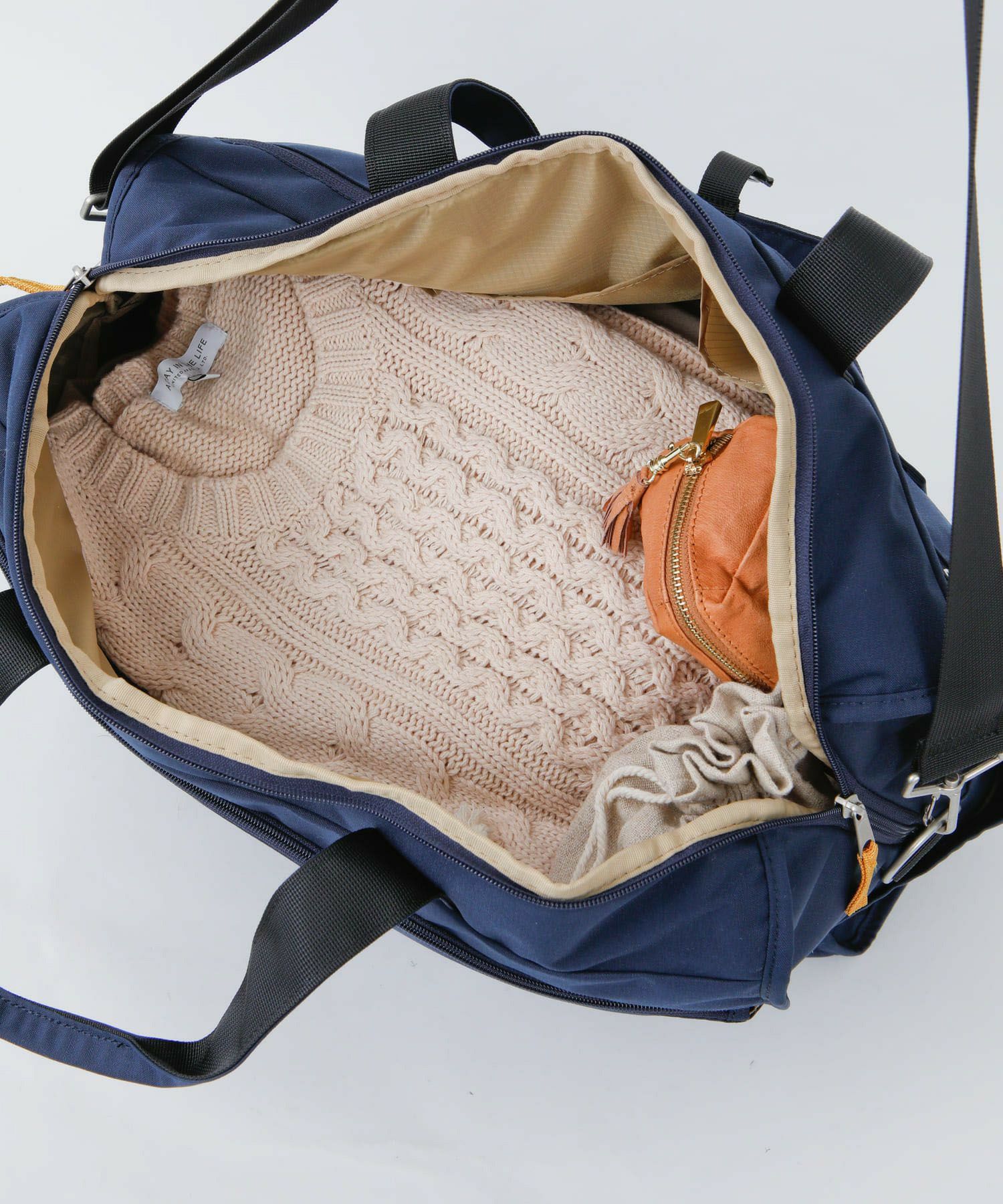 anello GRANDE ボストンバッグ 撥水 軽量 多収納 2WAY 10ﾎﾟｹ A3 CABIN GTM0178