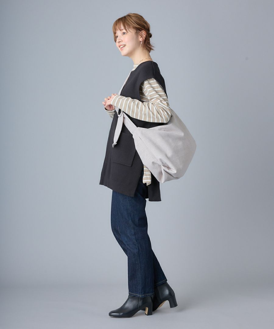 Legato Largo ショルダーバッグ  A4 ハンモックバッグ　リネン調ポリ LG-F3114