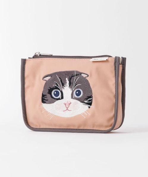 感謝価格　猫柄　レア生地　釣り猫　16cmファスナー　台形ポーチ　人気 car-pouch01_3.jpg