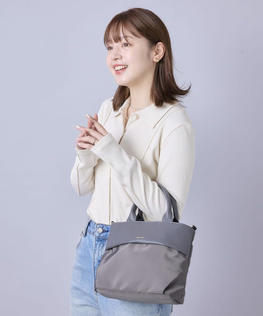 Legato Largo トートバッグ 撥水 2WAY 自立 軽量 合皮使い合わせ A5 グロッシーコンビ LI-E1596
