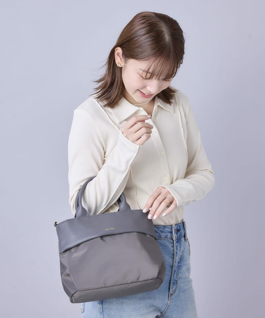 Legato Largo トートバッグ 撥水 2WAY 自立 軽量 合皮使い合わせ A5 グロッシーコンビ LI-E1596