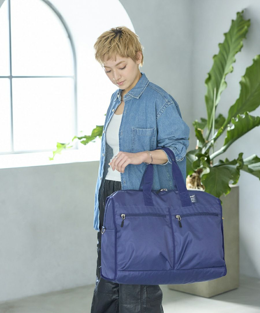 anello ボストンバッグ 両面撥水 軽量 大容量 37L 多機能 10ﾎﾟｹ 2W ｷｬﾘｰｵﾝ ﾎﾞﾄﾙﾎﾟｹ ｼｭｰｽﾞﾎﾟｹ A3 CARRY ATM0951