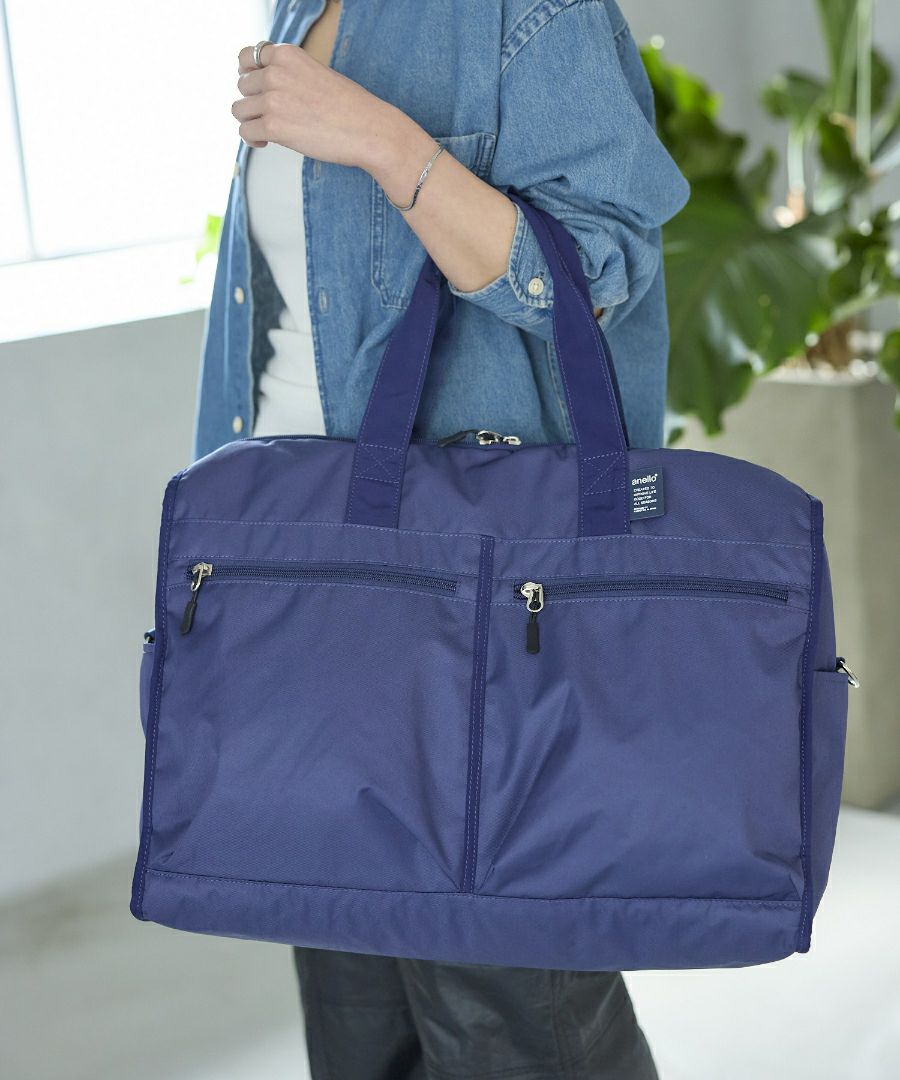 anello ボストンバッグ 両面撥水 軽量 大容量 37L 多機能 10ﾎﾟｹ 2W ｷｬﾘｰｵﾝ ﾎﾞﾄﾙﾎﾟｹ ｼｭｰｽﾞﾎﾟｹ A3 CARRY ATM0951
