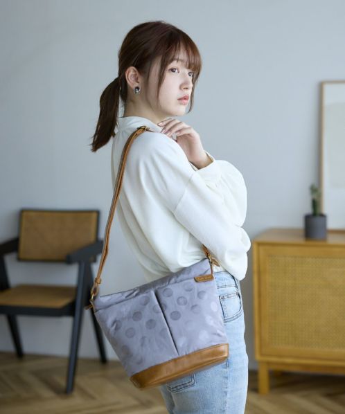 ≪撥水ドットナイロン≫バケツ型ショルダーバッグ | ショルダー