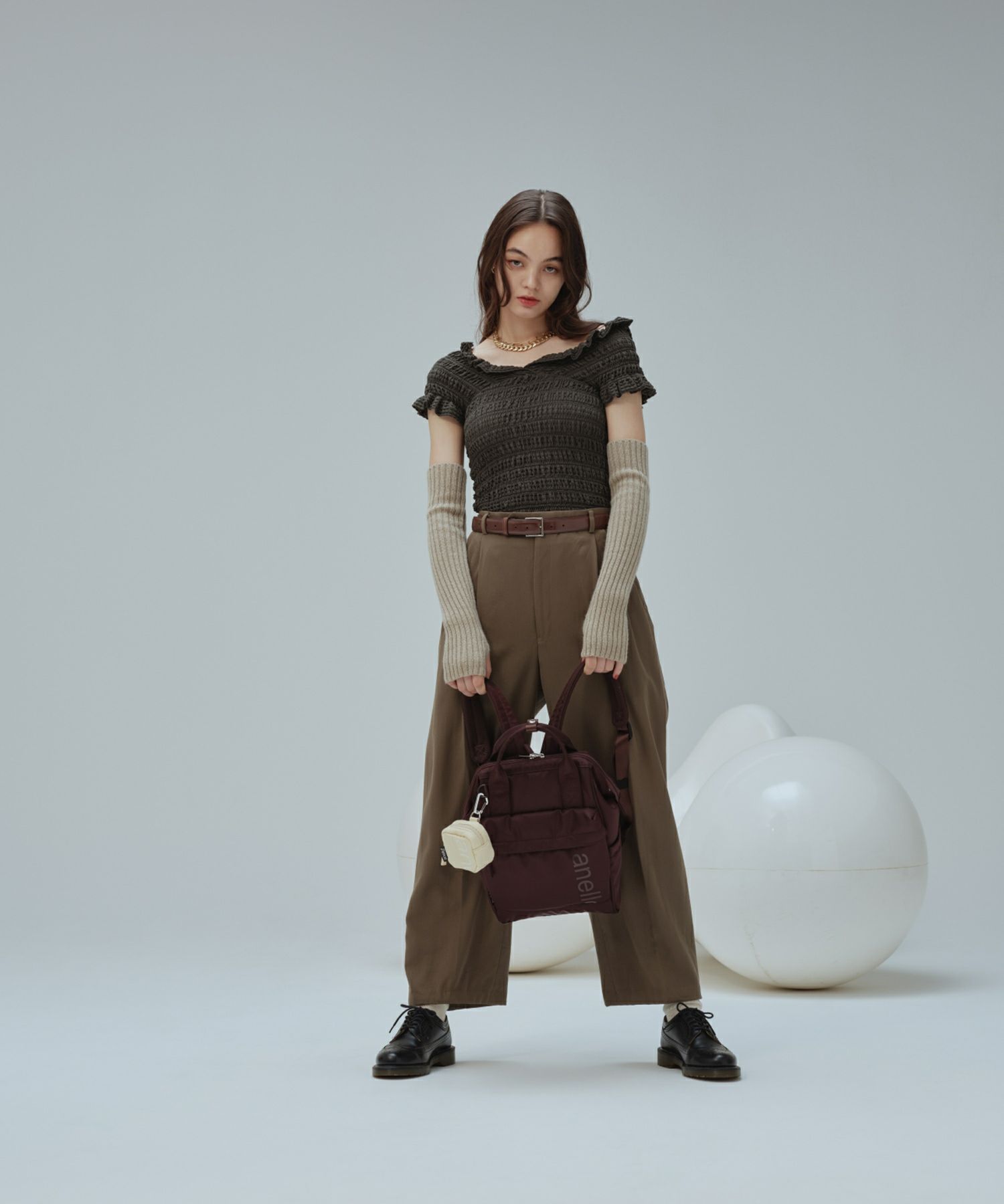 anello ポーチ 両面撥水 ラバープリント パディング カラビナ mini ALF AIY0131