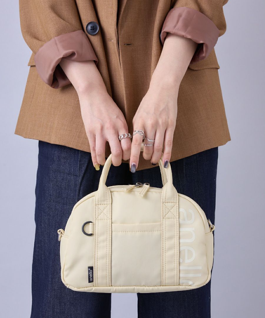 anello ボストンバッグ 両面撥水 ラバープリント パディング Dカン 2WAY mini ALF AIY0132