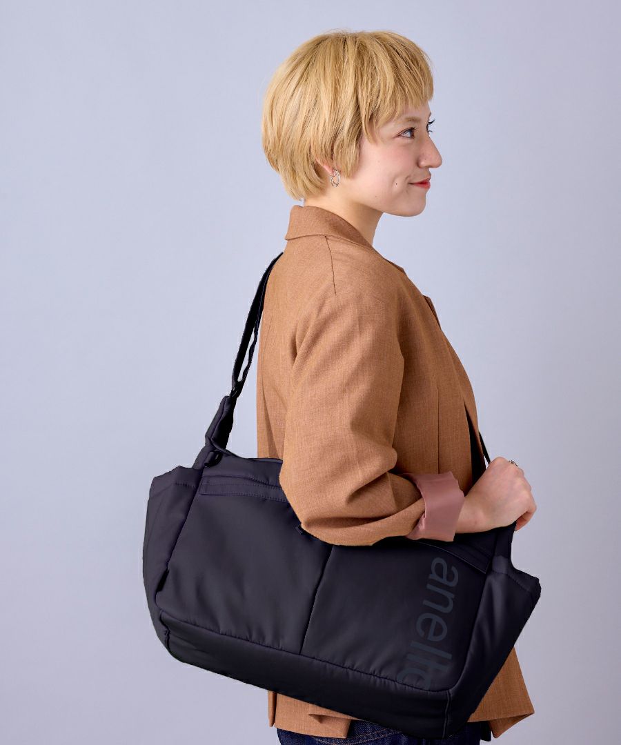 anello ショルダーバッグ 両面撥水 ラバープリント パディング Dカン A4 ALF AIY0133