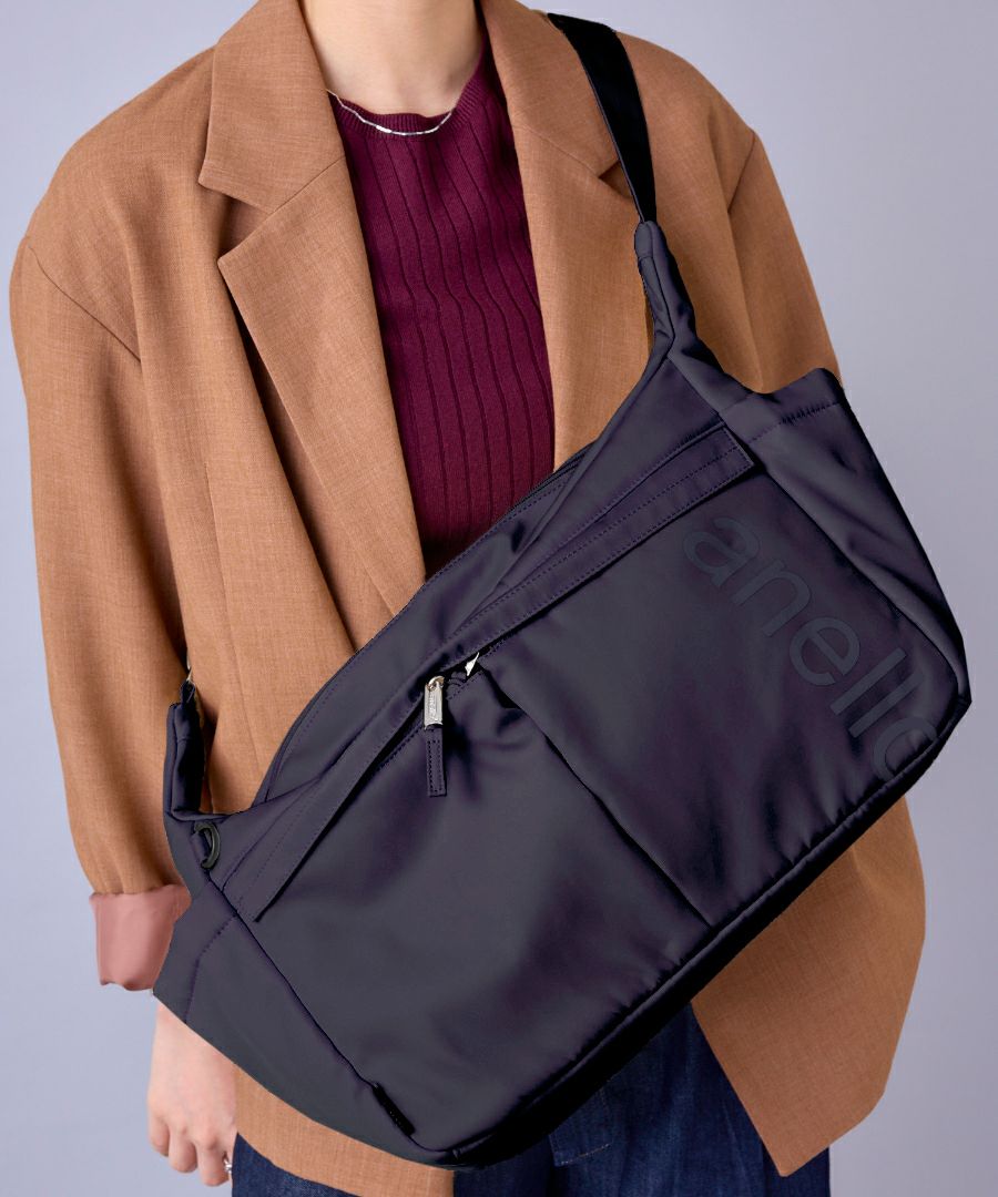 anello ショルダーバッグ 両面撥水 ラバープリント パディング Dカン A4 ALF AIY0133