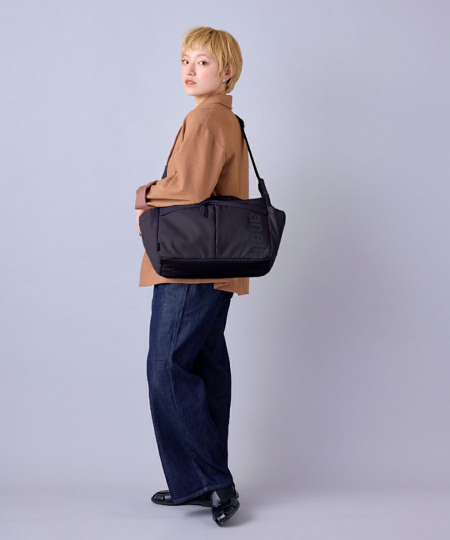 anello ショルダーバッグ 両面撥水 ラバープリント パディング Dカン A4 ALF AIY0133