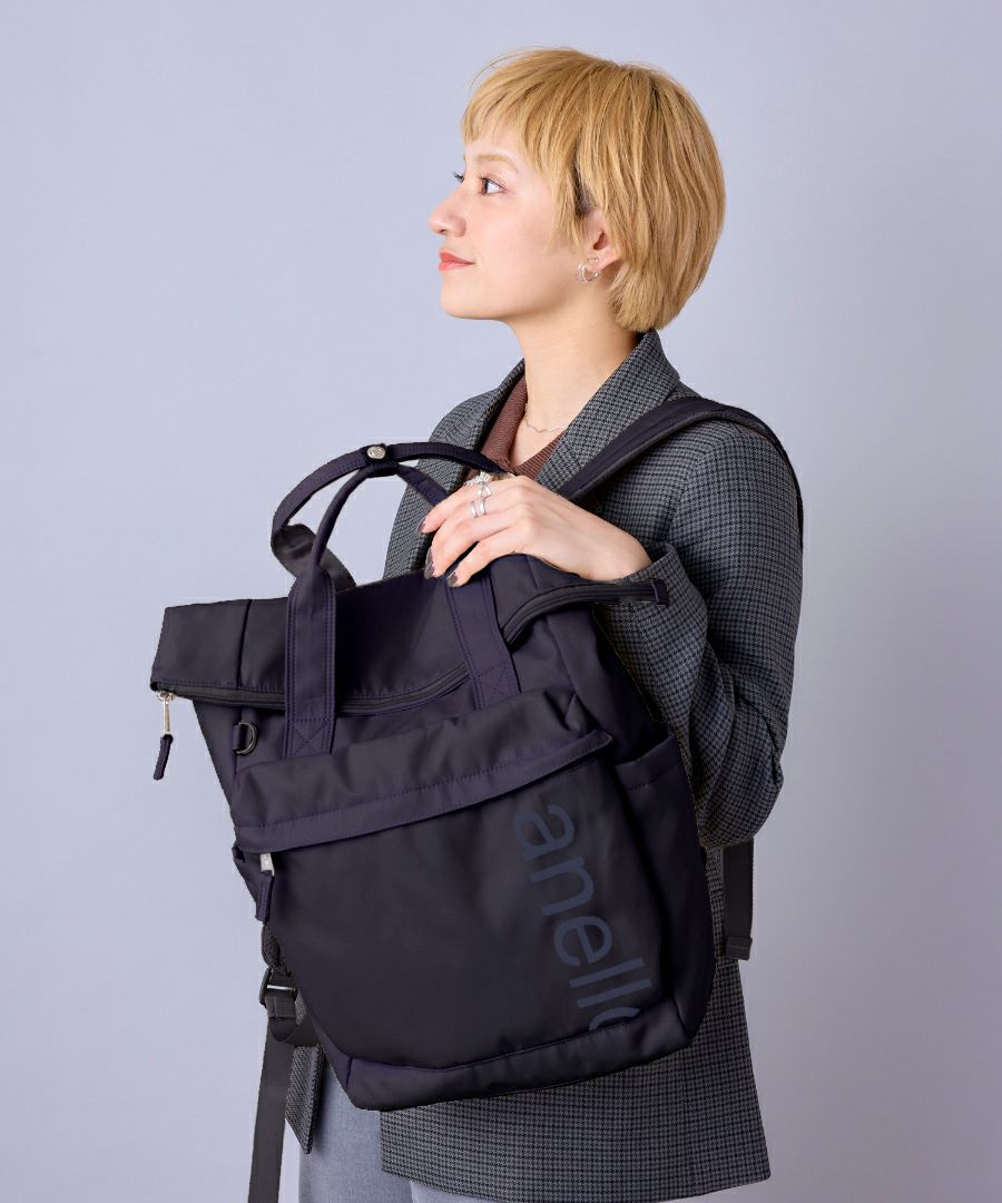 anello リュック バックパック 両面撥水 ラバープリント パディング Dカン PC収納 キャリーオン A4 ALF AIY0134