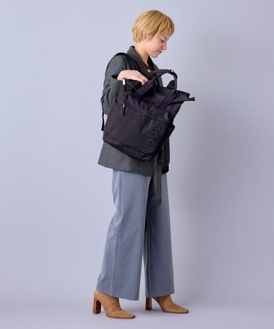 anello リュック バックパック 両面撥水 ラバープリント パディング Dカン PC収納 キャリーオン A4 ALF AIY0134