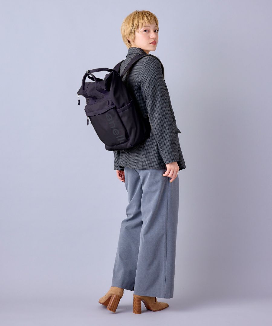 anello リュック バックパック 両面撥水 ラバープリント パディング Dカン PC収納 キャリーオン A4 ALF AIY0134