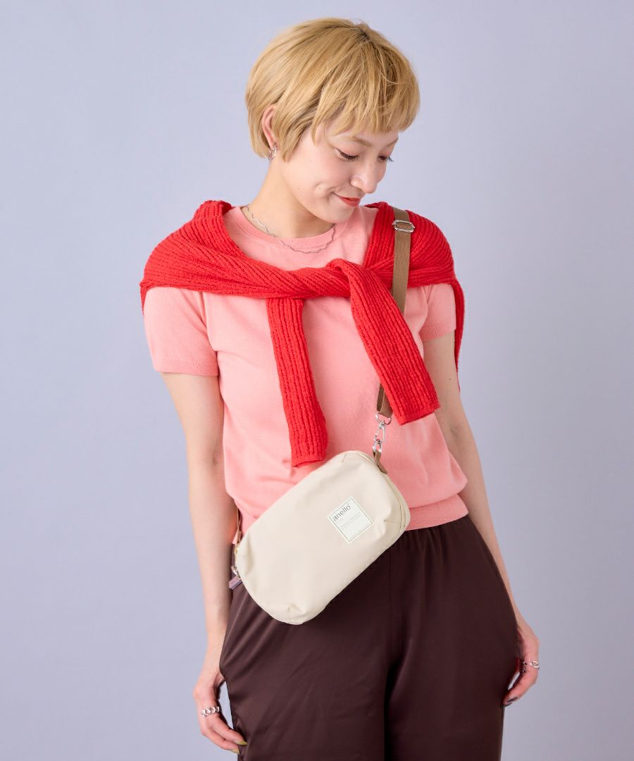 anello ショルダーバッグ 両面撥水 お財布機能 mini CIRCLE ATS0656