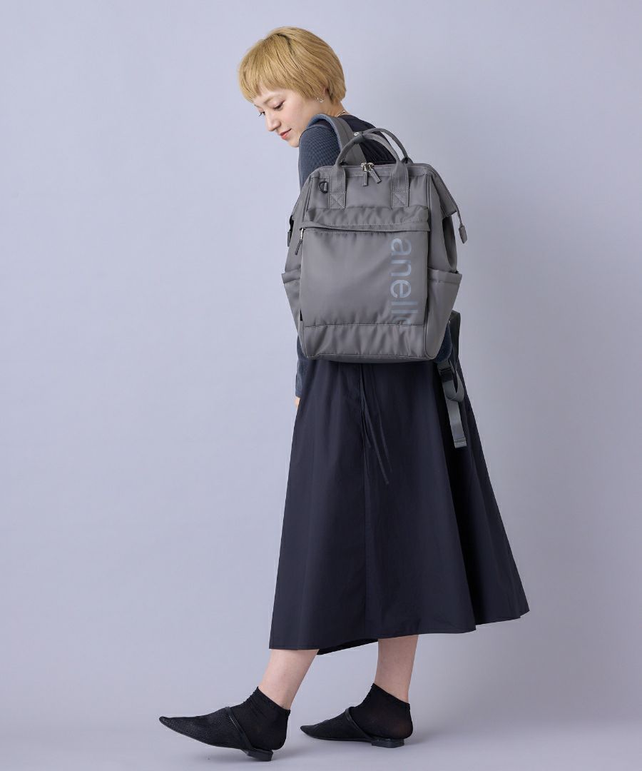 anello リュック バックパック 両面撥水 ラバープリント パディング Dカン PC収納 キャリーオン A4 ALF AIY0135