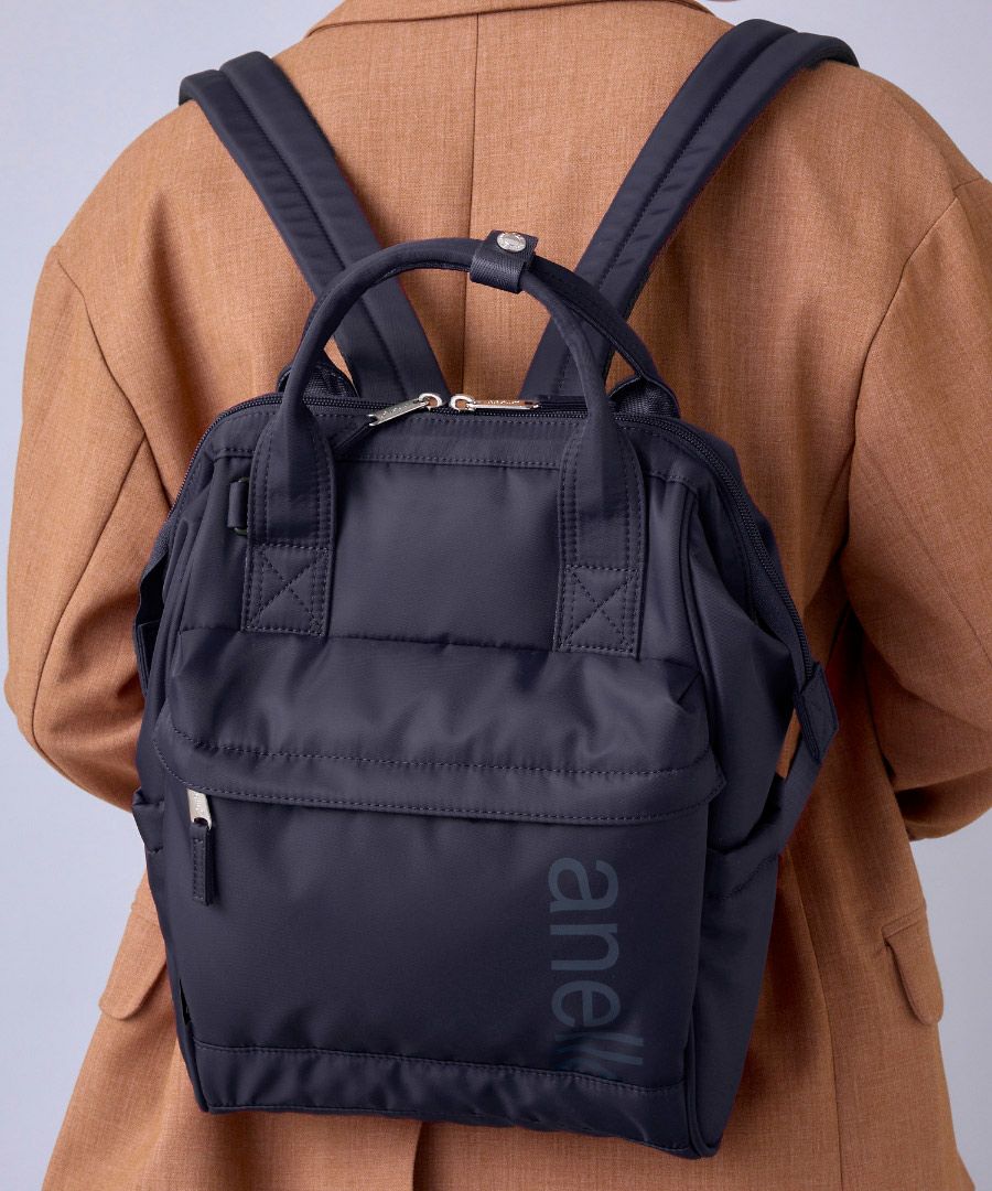 anello リュック バックパック 両面撥水 ラバープリント パディング Dカン キャリーオン A4 ALF AIY0136