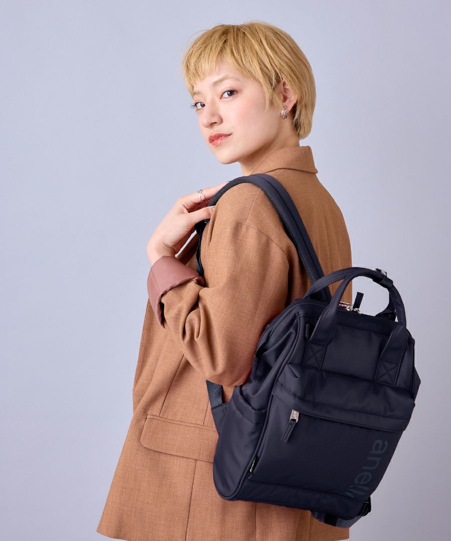 anello リュック バックパック 両面撥水 ラバープリント パディング Dカン キャリーオン A4 ALF AIY0136