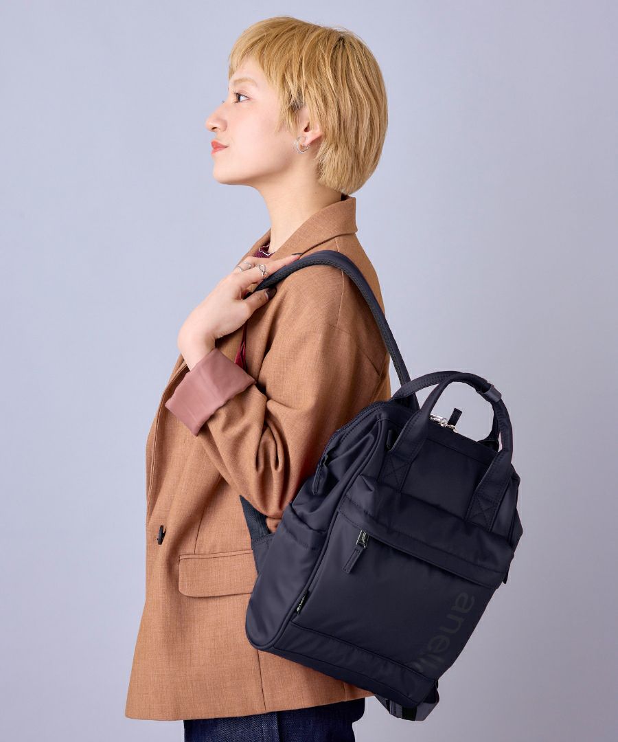 anello リュック バックパック 両面撥水 ラバープリント パディング Dカン キャリーオン A4 ALF AIY0136