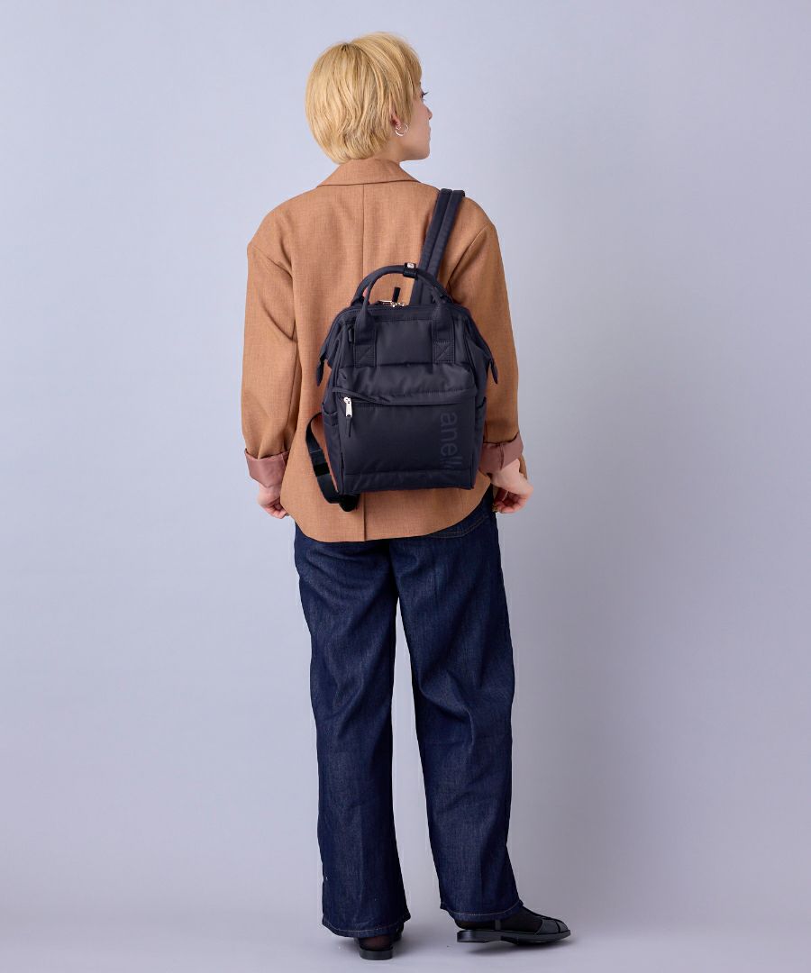 anello リュック バックパック 両面撥水 ラバープリント パディング Dカン キャリーオン A4 ALF AIY0136