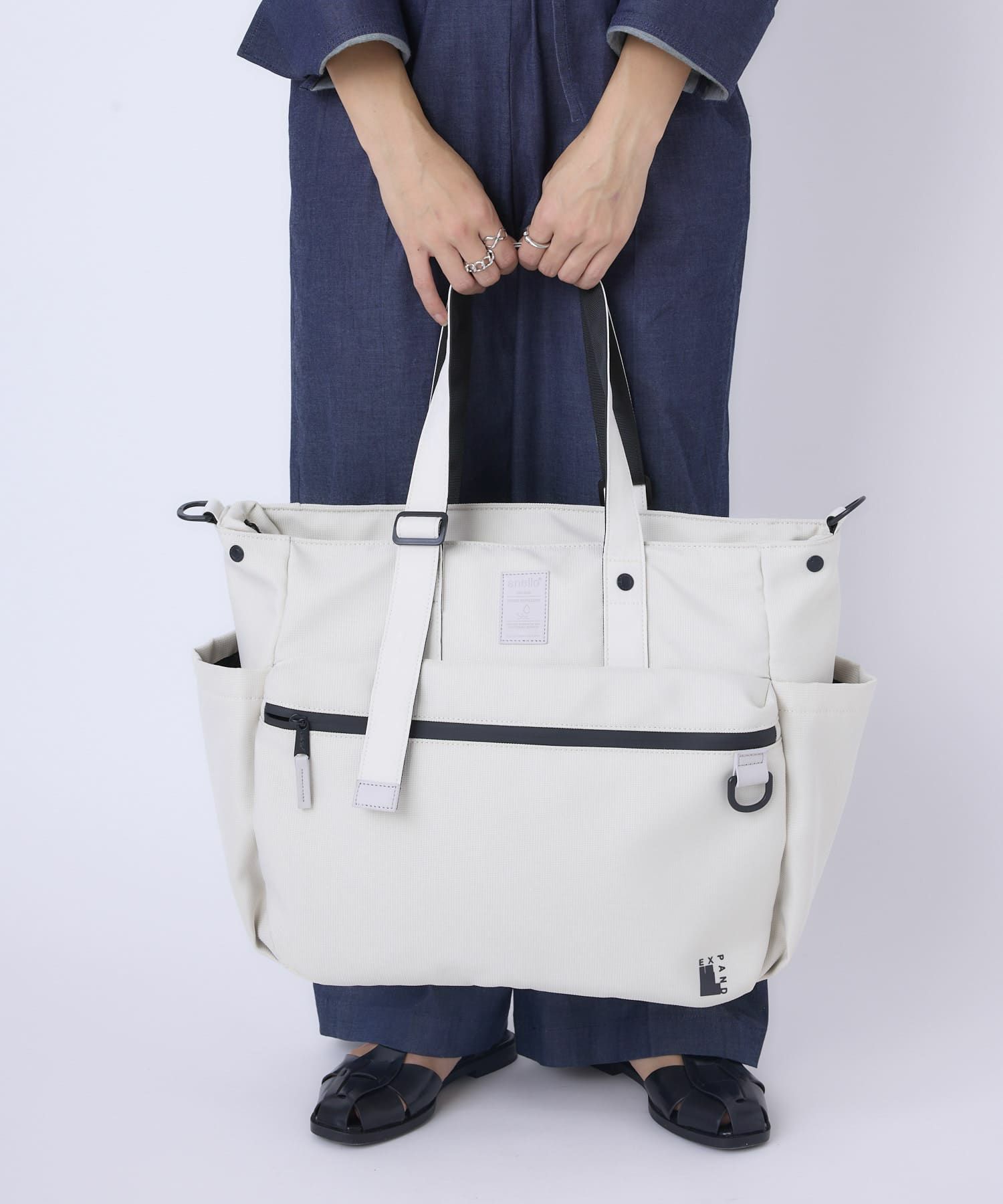 anello トートバッグ 撥水 2WAY 調節ショルダー 15インチPC収納 A4 EXPAND5 ATB4846