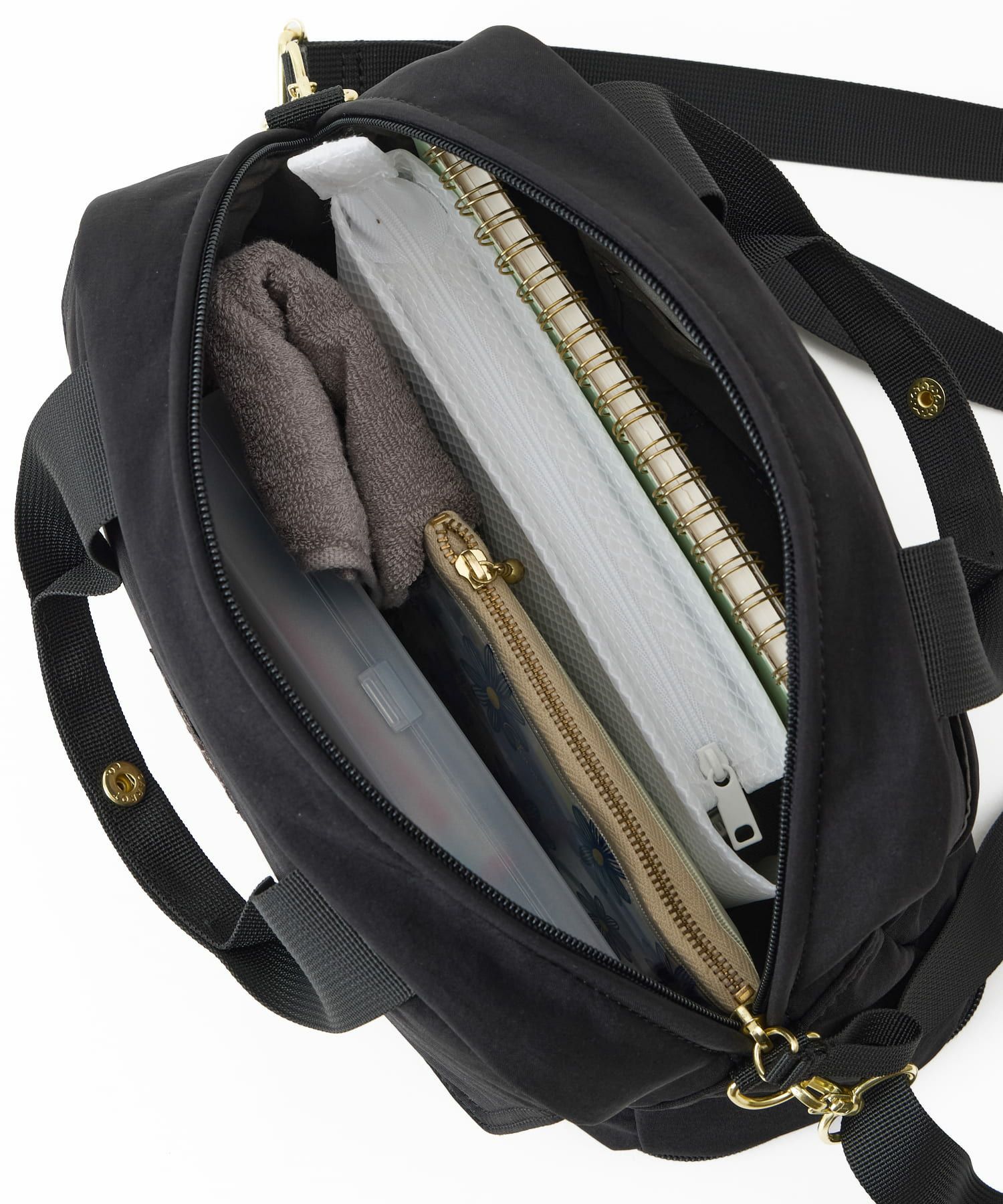 Legato Largo ショルダーバッグ 拡張 軽量 自立 撥水 2WAY ﾊﾝﾄﾞﾙ留め付 600mlﾎﾞﾄﾙと長財布が同時収納 0 ひろがるかばん LH-W0112