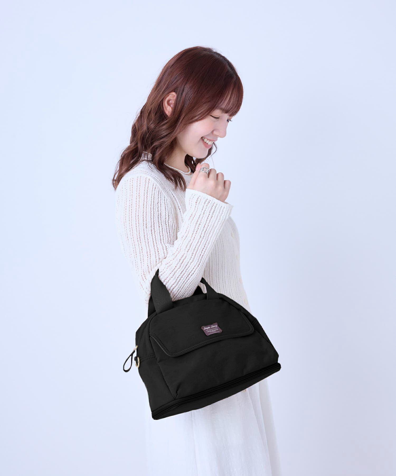 Legato Largo ショルダーバッグ 拡張 軽量 自立 撥水 2WAY ﾊﾝﾄﾞﾙ留め付 600mlﾎﾞﾄﾙと長財布が同時収納 0 ひろがるかばん LH-W0112